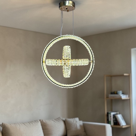 Дизайнерська підвісна LED-люстра для вітальні Linisoln 009-50*40*30 FG, 90 Вт, ширина 50×40×30 см