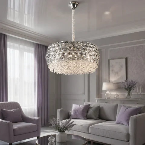 Підвісна кришталева люстра Splendid Ray L5748/600/10 (SLIVER), хром, 10 ламп E14, 40–70 см, Ø60 см