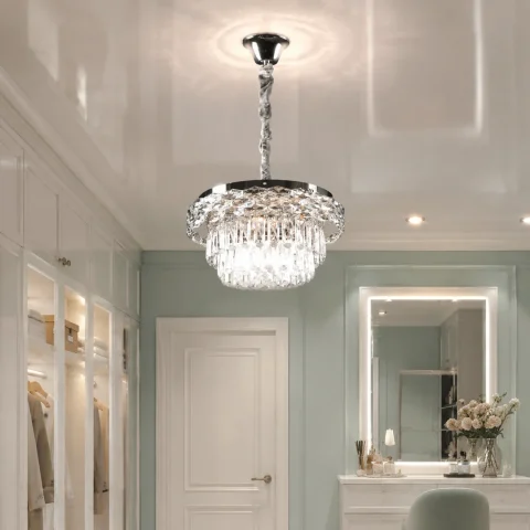 Хромована кришталева світлодіодна люстра Splendid Ray LA7013/400/4+LED (CR), 40 см на 4 лампи E14 з LED-підсвіткою