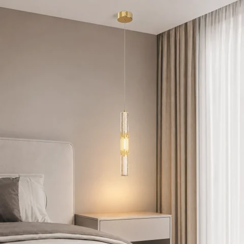 Золотий одиничний підвіс Artlight 21158/1GD з прозорим склом та бульбашками повітря, 12W