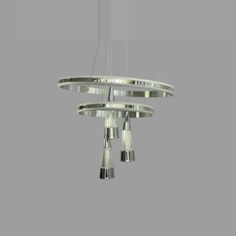 Люстра підвісна кільця Linisoln 100-3 CH метал, акрил, 110 см, 60*40 см, LED-стрічка, 100 Вт, 3000-4000-6000К