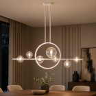 Сучасна підвісна люстра Artlight 1003/7WH біла з 7 скляними плафонами та LED-кільцем