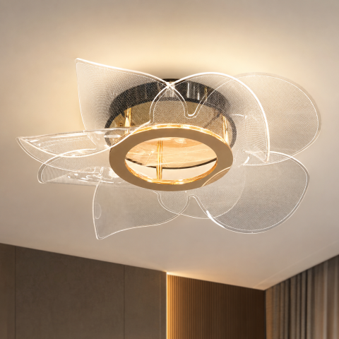 Стельова світлодіодна люстра Artlight 1030-450GD+BK чорно-золота з прозорими акриловими пелюстками