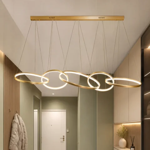 Золота підвісна LED люстра з 5 переплетеними кільцями Artlight YDH2160/5GD в сучасну кімнату Золота підвісна LED люстра з 5 переплетеними кільцями Artlight YDH2160/5GD в сучасну кімнату