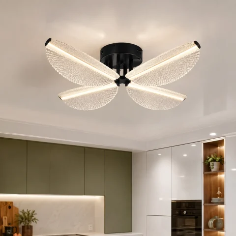 Стельова LED люстра-квітка з 4 прозорими фактурними пелюстками Artlight 2407-4L
