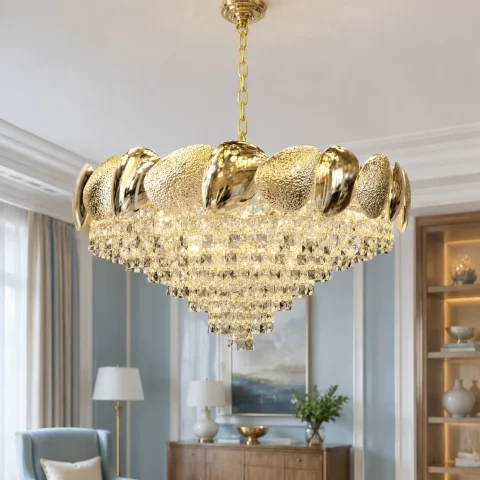 Велика кришталева люстра Artlight 8836/80GD, золото, 18 ламп E14, прозоре й димчасте скло, Ø82 см, від 20-30 м²