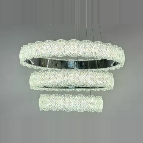 Підвісна люстра-кільця Linisoln 1533-50*40*30 CH з металу та акрилу (LED-стрічка)