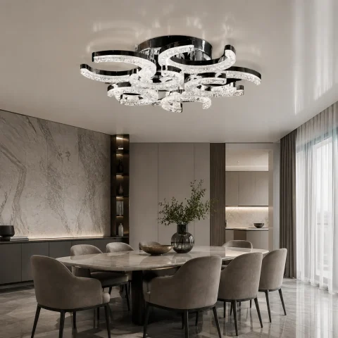Світлодіодна люстра Splendid Ray L1654/4+4 LED (CH), білий, хром, 128 Вт, від 12-20 м²