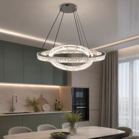 Підвісна LED люстра Diasha 1712/600+400ABK, чорна, 2 кільця, 66 W Підвісна LED люстра Diasha 1712/600+400ABK, чорна, 2 кільця, 66 W