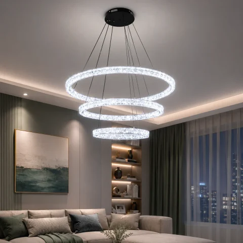 Підвісна LED люстра Diasha 1712/800+600+400ABK, три кільця, чорна, 125 W Підвісна LED люстра Diasha 1712/800+600+400ABK, три кільця, чорна, 125 W