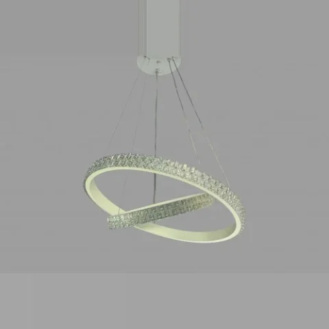 Підвісна LED-люстра Linisoln 1956-60*40 WH (метал, акрил), 60×40 см, висота 50–120 см