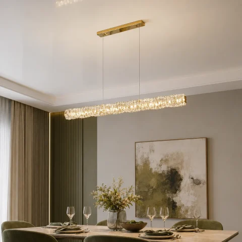 Лінійна золота LED люстра Artlight 88031/L1000GD 97 см з прозорим декором і 3 режимами