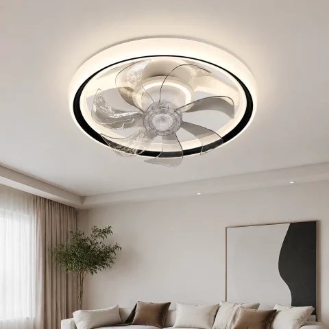 Стельова LED-люстра-вентилятор Artlight FS306BK (біла з чорною окантовкою), 73 Вт, від 10–18 м²