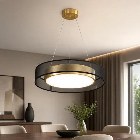 Підвісний круглий LED-світильник Artlight 2003/X4 чорний із золотим сатином та трьома режимами світла Підвісний круглий LED-світильник Artlight 2003/X4 чорний із золотим сатином та трьома режимами світла
