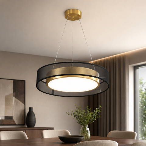 Підвісний круглий LED-світильник Artlight 2003/X4 чорний із золотим сатином та трьома режимами світла Підвісний круглий LED-світильник Artlight 2003/X4 чорний із золотим сатином та трьома режимами світла