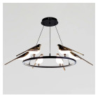 Світлодіодна підвісна люстра Artlight 21130/6GD із шістьма декоративними птахами, 26 Вт, чорний + золото