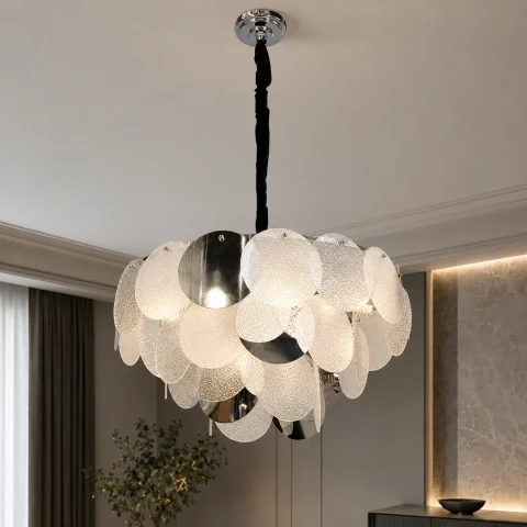 Декоративна підвісна люстра Artlight 21822/600CH хромована на 14 ламп E14 з прозорим і матовим білим склом