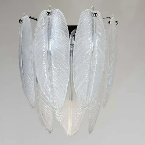 Бра Artlight 21824WCH з матовим склом у формі пір’я (хром), 2×E14 Бра Artlight 21824WCH з матовим склом у формі пір’я (хром), 2×E14