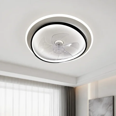 Стельова LED-люстра-вентилятор Artlight WG5088C BK+WH (білий з чорною окантовкою), 50 Вт