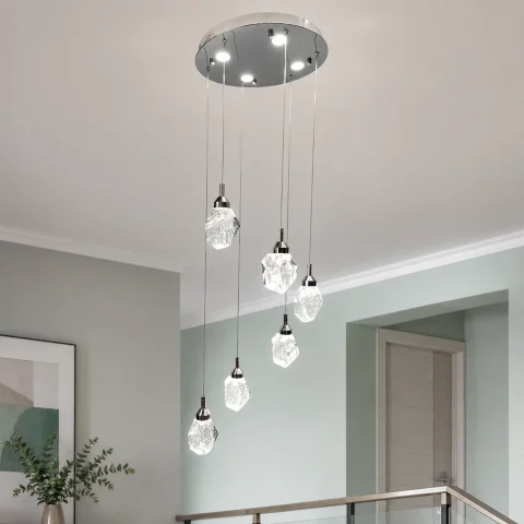 Каскадна LED люстра на 6 прозорих скляних підвісів 2335/6CH Artlight, хром