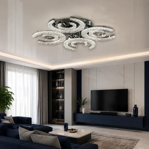 Світлодіодна люстра Splendid Ray L1655/4+4 LED (CH), білий, хром, 168 Вт, від 18-28 м²