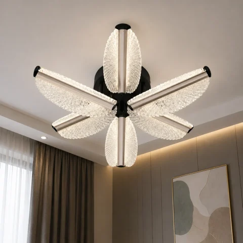 Сучасна LED люстра Diasha 2407/6S CG з акриловими пелюстками та пультом