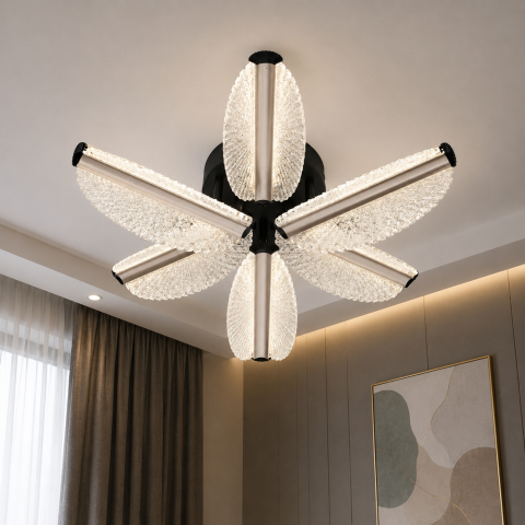 Сучасна LED люстра Diasha 2407/6S CG з акриловими пелюстками та пультом