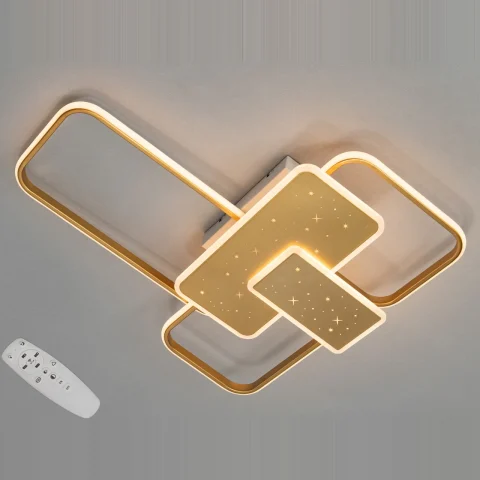 Люстра стельова LED Diasha 2449G dimer, 105 Вт, 5775 лм, золото (13×61×76 см)