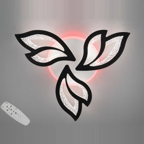 Люстра стельова LED Diasha 2455/3BK 55W, 3200K–6500K, чорний акрил, з пультом і диммером