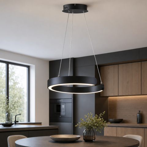 Світлодіодна підвісна люстра Artlight 2462/400BK із розімкненим чорним кільцем, 30W