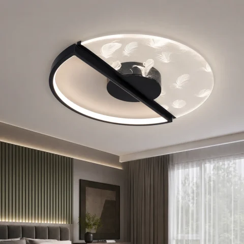 Світлодіодна люстра стельова Artlight 2470/500BK з візерунковим акриловим розсіювачем, 48W