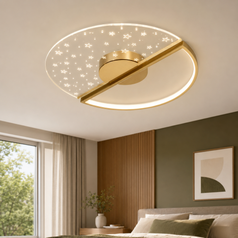 Світлодіодна люстра стельова Artlight 2470/500GD з візерунковим акриловим розсіювачем, 48W