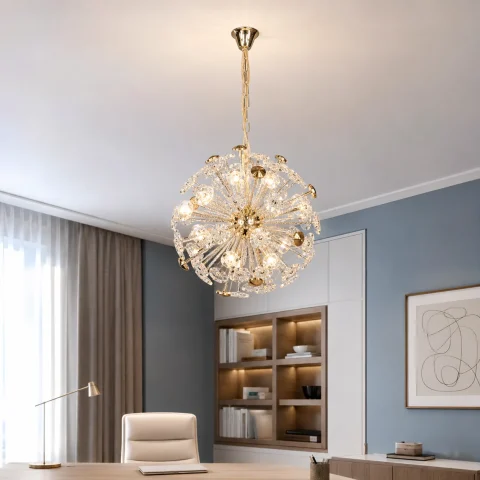 Декоративна підвісна люстра-сфера Artlight 25013-500GD золота на 12 ламп G4 з прозорим склом