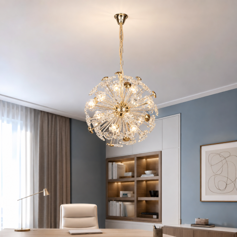 Декоративна підвісна люстра-сфера Artlight 25013-500GD золота на 12 ламп G4 з прозорим склом Декоративна підвісна люстра-сфера Artlight 25013-500GD золота на 12 ламп G4 з прозорим склом