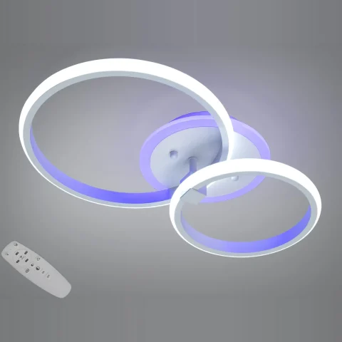 Люстра стельова Diasha 2526/2WH LED 3color біла 2 кільця пульт