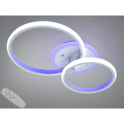 Люстра стельова Diasha 2526/2WH LED 3color біла 2 кільця пульт