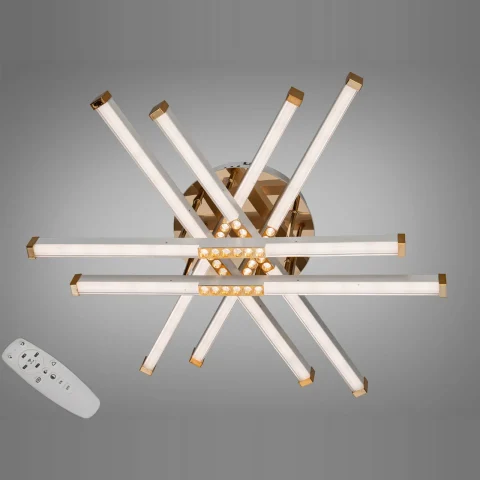 Стельова LED-люстра Diasha 2531WH+G dimmer: димер, пульт, 80 W, 67 см (13–19 м²)
