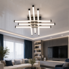 Сучасна стельова LED-люстра Diasha 2532WH+BK dimmer білий + чорний, 60 Вт, з пультом і димером, 68 см, до 10m2
