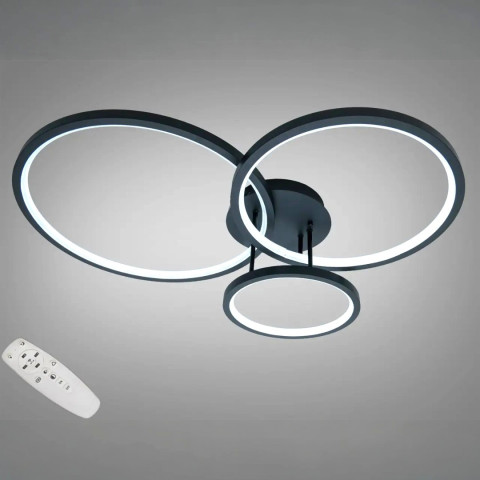 Мінімалістична LED-люстра для вітальні Diasha 2556BK dimmer, 84 W, пульт, 67×84 см