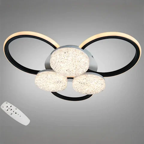 Стельова LED-люстра Dia 2562WH+BK DIMMER, біло-чорна, 82 Вт, 60 см