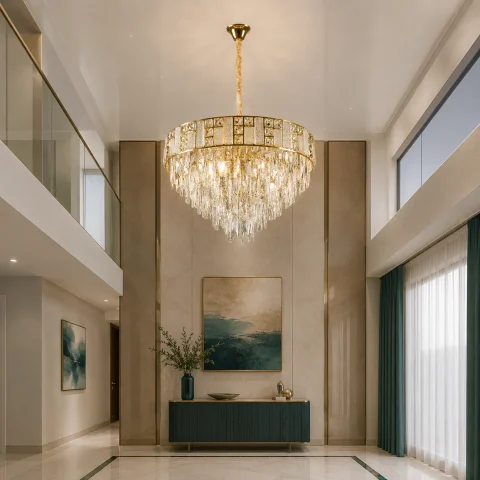 Підвісна кришталева люстра Splendid Ray L5602A/600/8 (FGD), золото, 8 ламп E14, 13–20 м²