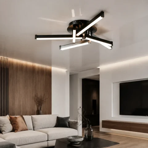 Світлодіодна люстра Splendid Ray L1645/6 LED (BK), чорний, білий, 66 Вт, від 9-17 м²