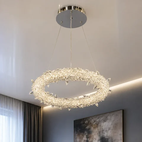 Підвісна світлодіодна кільцева люстра Artlight 2053/1ACH хром з прозорим кристальним декором, нейтральне світло 30W Підвісна світлодіодна кільцева люстра Artlight 2053/1ACH хром з прозорим кристальним декором, нейтральне світло 30W