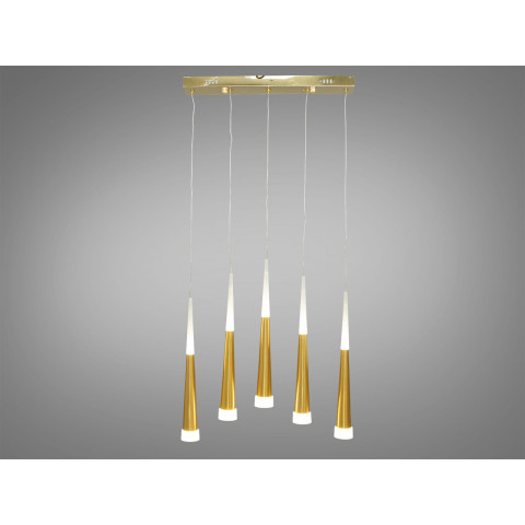 Люстра стельова LED Diasha 3002/5G, 18W, золота, сучасний стиль для високих стель, 5 ламп, 990 лм, IP20