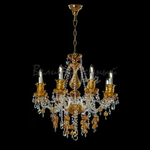 Люстра-свеча E14 Splendid Ray L17029/8, 8 ламп, хрустальная, золото, белый, коричневый, современный стиль