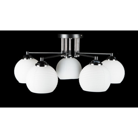 Люстра стельова Splendid Ray LGH60024/5, 5xE27, 220В, 55 см, чорний метал, хром, біле скло, сучасний стиль
