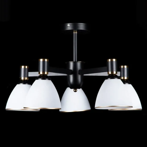 Люстра стельова Splendid Ray LGH50230A/5, 5 плафонів, E27, 32 см, чорний/білий/золото, метал, скло