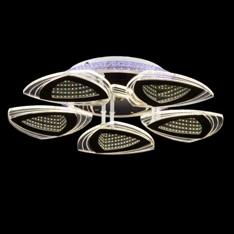 Потолочная люстра LED Splendid Ray LK28962/5, 131W, белая и хромовая, современный стиль, с пультом и диммером