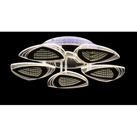 Люстра стельова LED Splendid Ray LK28962/5, 131W, біла та хромова, сучасний стиль, з пультом, димер