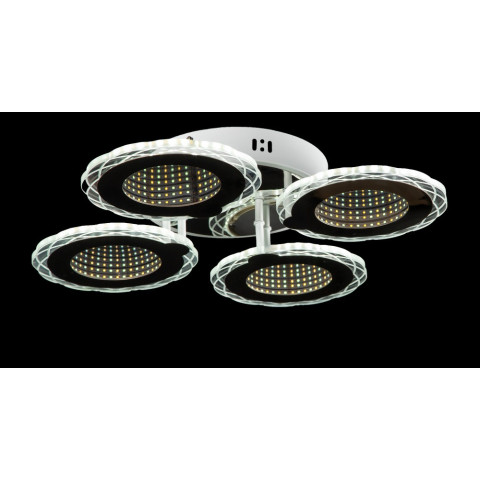 Люстра стельова LED Splendid Ray LK28964/4, 92W, хром, білий, сучасний стиль з пультом, димер, 51см